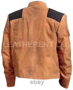 Mens Han Solo A Star Wars Story Distressed Brown Suede Leather Jacket