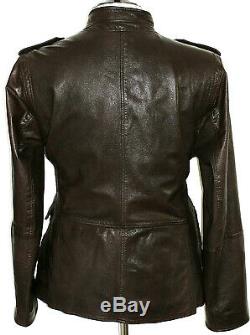 Mens Hugo Boss 100% Leather Distressed Look Brown Bomber Aviator Jacket Coat 44r