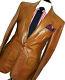 Mens Hugo Boss Leather Tan Distressed Look Suit Style Jacket Blazer Coat 40r