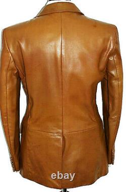 Mens Hugo Boss Leather Tan Distressed Look Suit Style Jacket Blazer Coat 40r