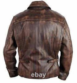 Mens Indiana Jones Harrison Ford Distressed Brown Genuine Cowhide Leather Jacket