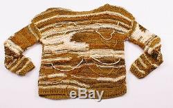 Mens Isabel Benenato SS19 Mustard Brown Knit Distress Pullover Sweater Size XL
