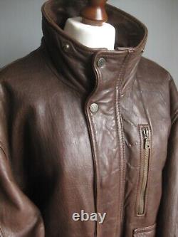 Mens LEATHER BOMBER JACKET 46 48 50 aviator flying ANDREW MARC NY distressed
