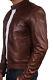 Mens Leather Biker Jacket Distressed Slim Fit Vintage Retro Brown/grey/tan/black