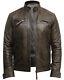 Mens Leather Jacket Real Motorbike Leather Jacket For Men Distressed Retro