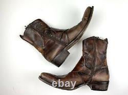 Mens MARK NASON Distressed Leather Snakeskin Accents Buckle Ankle Boots US 10