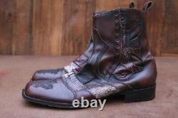 Mens Mark Nason Rock Lives Zip Boots Italy Leather Distressed 67534 Shoes 12