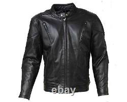 Mens Motorcycle Biker Leather Jacket