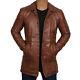 Mens New Distressed Brown Fur Leather Coat