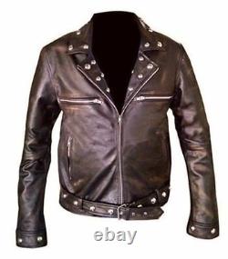 Mens Real Leather Jacket Distressed Fallout Tunnel Snake Rule Jacket