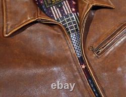 Mens Retro American Casual Jacket Vintage Style Horsehide Distressed Leather