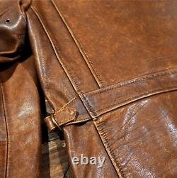 Mens Retro American Casual Jacket Vintage Style Horsehide Distressed Leather