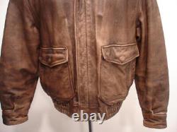 Mens S Wilsons Distressed Brown Leather Jacket A-2 Style Flight Bomber Insulated