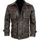 Mens Stylish Biker Distressed Sheepskin Leather Cafe Racer Windbreaker Jacket