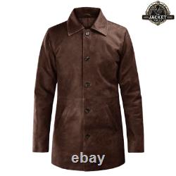 Mens Supernatural Dean Winchester Distressed Brown Genuine Leather Coat Jacket