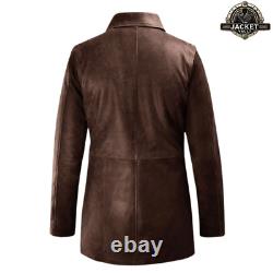 Mens Supernatural Dean Winchester Distressed Brown Genuine Leather Coat Jacket