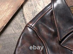 Mens Tea core Horsehide Distressed Leather Vintage Style Motorcycle Biker Jacket