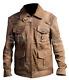 Mens The Expendables Jason Satham Casual Distressed Brown Genuine Leather Jacket