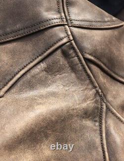 Mens Vegetable Tanned Cowhide Distressed Style Biker Jacket Heavy Cow Leather 14