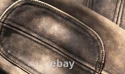 Mens Vegetable Tanned Cowhide Distressed Style Biker Jacket Heavy Cow Leather 14