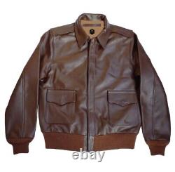 Mens Vintage A2 Bomber AIR Force Style Distressed Brown Real Leather Jacket