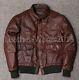 Mens Vintage A2 Bomber Air Force Style Distressed Brown Real Leather Jacket