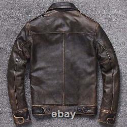 Mens Vintage A2 Bomber AIR Force Style Distressed Brown Real Leather Jacket