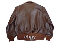 Mens Vintage A2 Bomber AIR Force Style Distressed Brown Real Leather Jacket