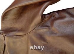 Mens Vintage A2 Bomber AIR Force Style Distressed Brown Real Leather Jacket