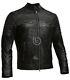 Mens Vintage Biker Distressed Brown And Black Cafe Racer Genuine Leather Jacket