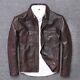 Mens Vintage Dark Brown Distressed Real Sheep Leather Jacket Biker Style Jacket