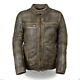 Mens Vintage Distressed Brown Crackled Real Soft Leather Motorcycle Biker Jacket