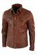Mens Vintage Distressed Brown Leather Shirt Jacket