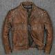Mens Vintage Distressed Brown Motorcycle Genuine Biker's Cow-hide Leather Jacket
