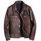 Mens Vintage Distressed Brown Real Leather Casual Jacket By Suzahdi