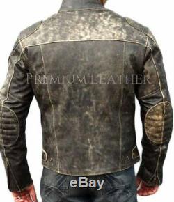 Mens Vintage Leather Jacket Distressed Brown Motorcycle Leather Jacket