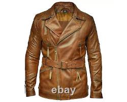 Mens Vintage Style Distressed Brown Leather Coat, Best Leather Coat For Men's