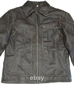 Mens Vintage Terminator Distressed Brown Motorcycle Biker Real Leather Jacket