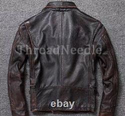 Mens Vintage Terminator Distressed Brown Motorcycle Biker Real Leather Jacket