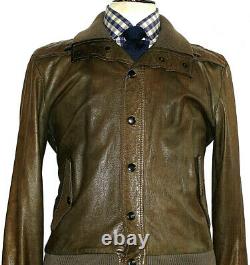 Mens Vivienne Westwood Leather Distressed Looked Bomber Aviator Jacket Coat 38r