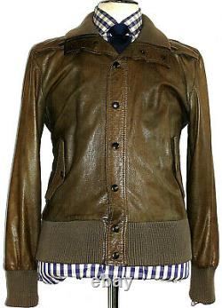 Mens Vivienne Westwood Leather Distressed Looked Bomber Aviator Jacket Coat 38r