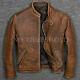Mens Real Leather Distress Cafe Racer Brown Jacket