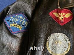 Mens vintage Avirex Type G-1 U. S. Navy leather flight jacket distressed size XL