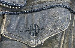 Mens vintage harley davidson leather jacket M brown BILLINGS distressed zip bar