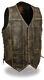 Milwaukee Leather Men's Distressed Brown Biker Vest With Side Lace & Gun Pockets