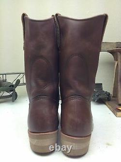 Minty Made In USA Distressed Brown Leather Red Wing 1155 Engineer Boots Size 6 M