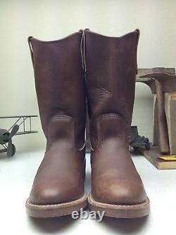 Minty Made In USA Distressed Brown Leather Red Wing 1155 Engineer Boots Size 6 M