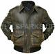 New A2 Flight Aviator Pilot Bomber Style Distressed Brown Real Lambskin Leather