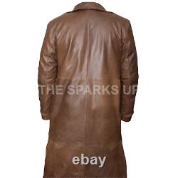 NEW Batman Knightmare Distressed Brown Leather Mens Justice League Long Coat