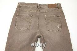 NWT$1145 Brunello Cucinelli Men's Distressed Jeans WithLogo Engraved Hardware A211